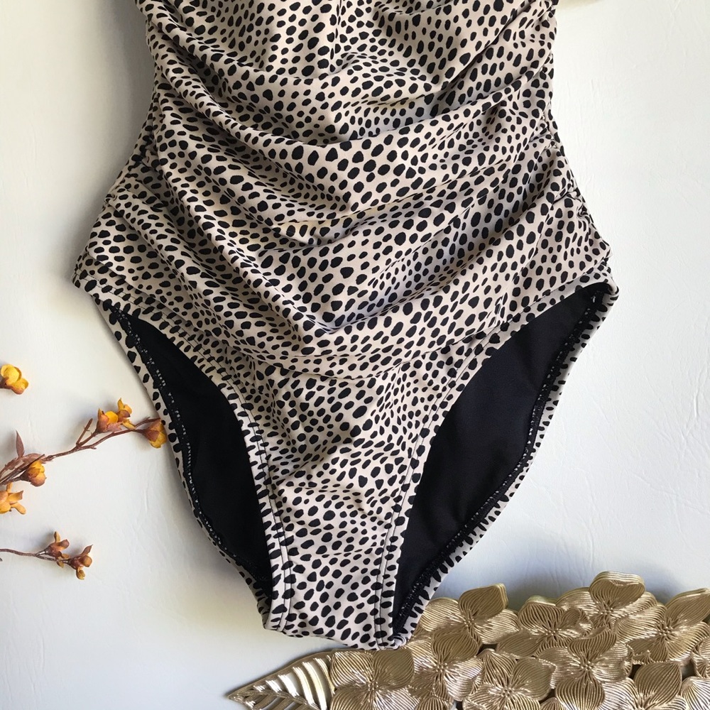 Ellen Tracy Cheetah Keyhole HighNeck Swimsuit - Picture 3 of 5